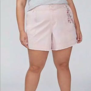 Lane Bryant Pink Embroidered Short